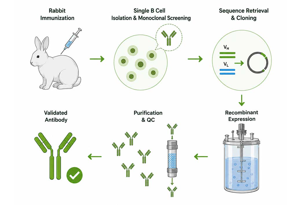 Sequence-defined recombinant rabbit monoclonal antibody production workflow