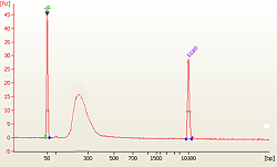 Size distribution of library fragments as demonstrated by a post-bisulfite DNA library constructed using the EpiNext&trade;&nbsp;Post-Bisulfite DNA Library Preparation Kit from 10 ng of input DNA.