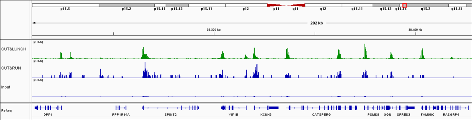 CUT&LUNCH sequencing data comparison